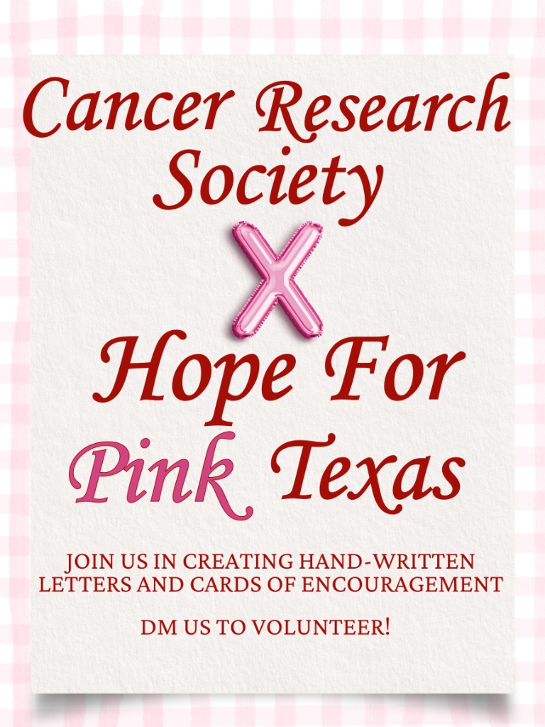 Onco Research Scholars X Hope For Pink Texas collaboration flyer