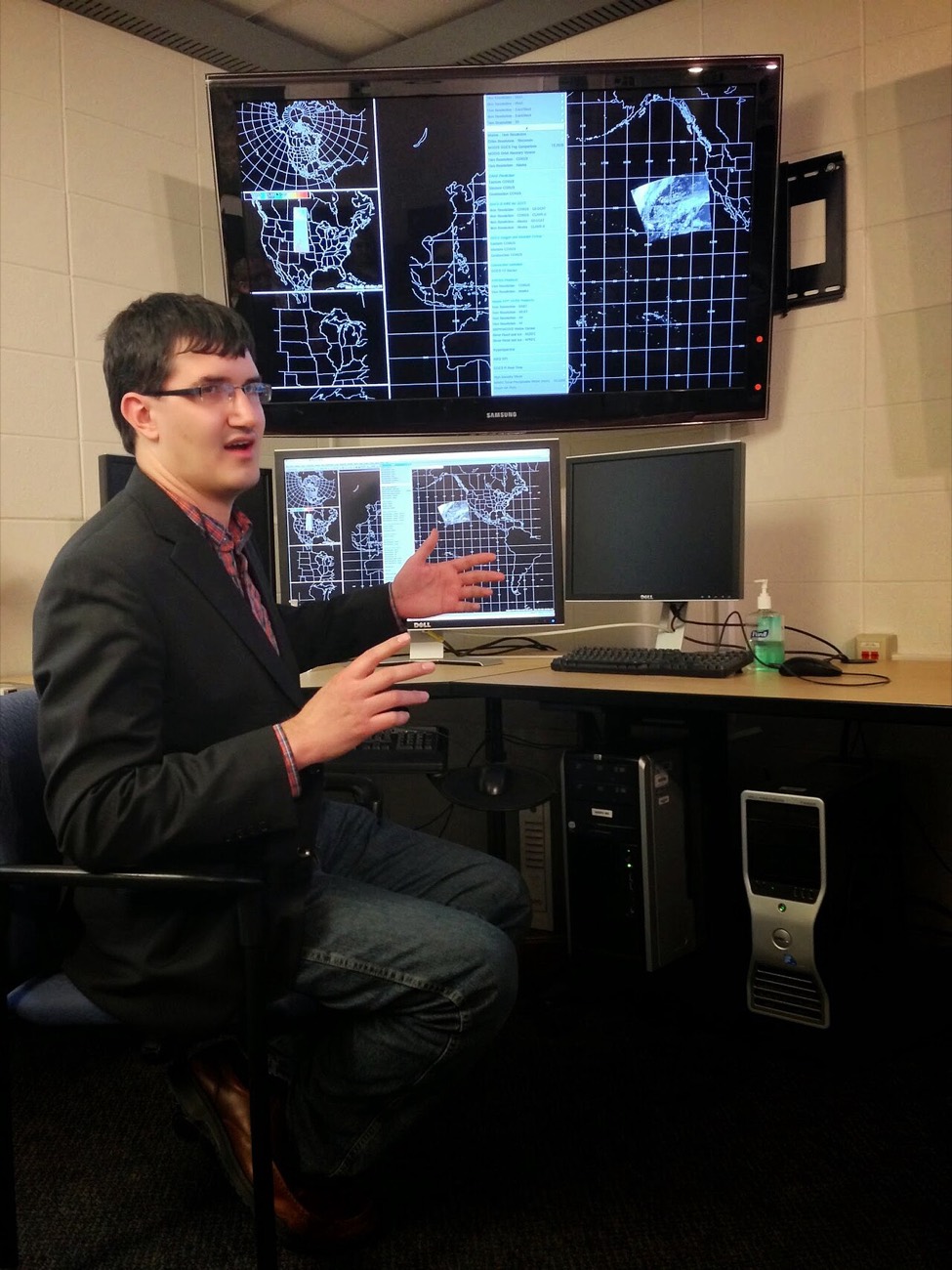 A researcher reviewing data and findings